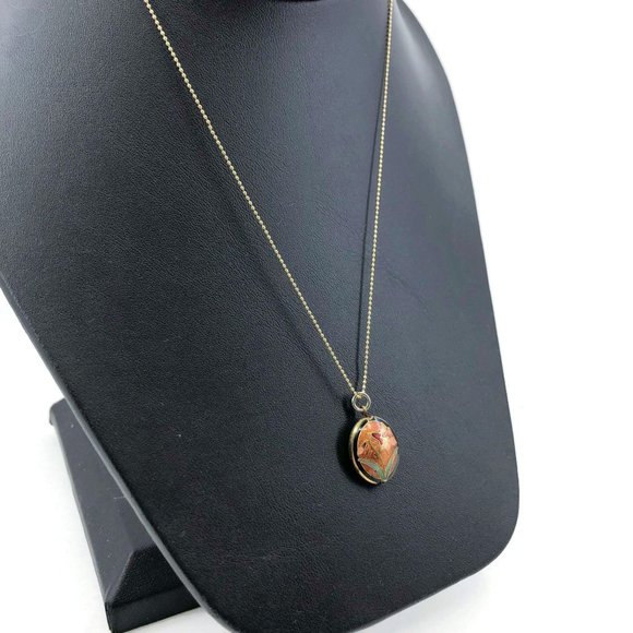 Tiny Cloisonne Pendant Necklace with Tulip - Picture 6 of 9